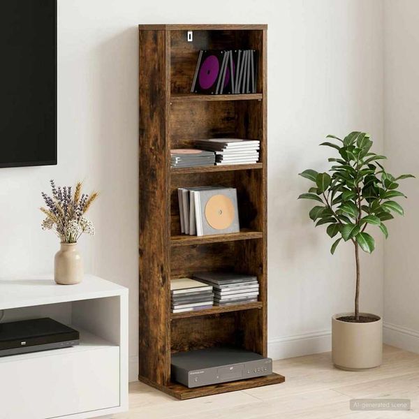 vidaXL CD Skrinka Dymový dub 33 x 23,5 x 97,5 cm Kompozitné drevo