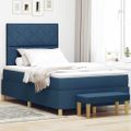 vidaXL Posteľ s pružinovým rámom s vankúšom Modrá 200 x 120 cm látka