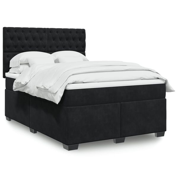 vidaXL Posteľný rám boxspring s matracom čierny 160x200 cm zamat