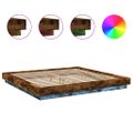 vidaXL Posteľný rám s LED svetlami dymový dub 180x200cm kompoz. drevo