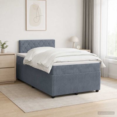 vidaXL Posteľ boxspring s matracom Tmavosivá 120 x 200 cm Zamat