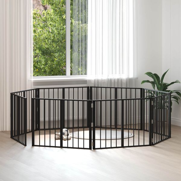 vidaXL Psia brána 8 pcs Čierny 80 x 60 cm Pozinkovaná oceľ