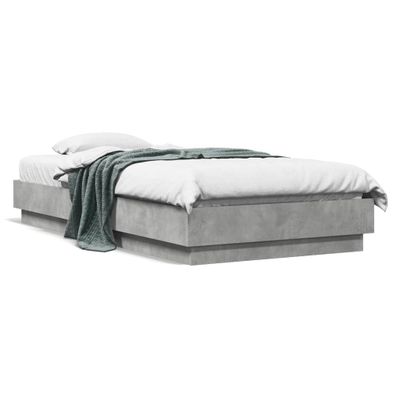 vidaXL Posteľný rám s LED svetlami betónový sivý 75x190 cm
