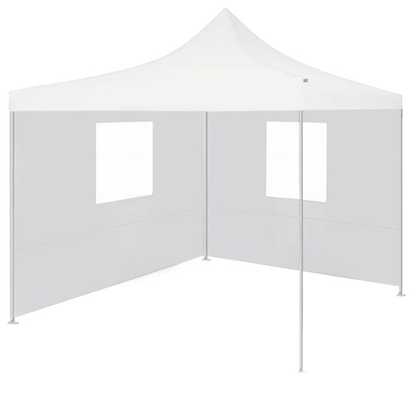 vidaXL Profesionálny skladací párty stan+2 steny 3x3 m, oceľ, biely