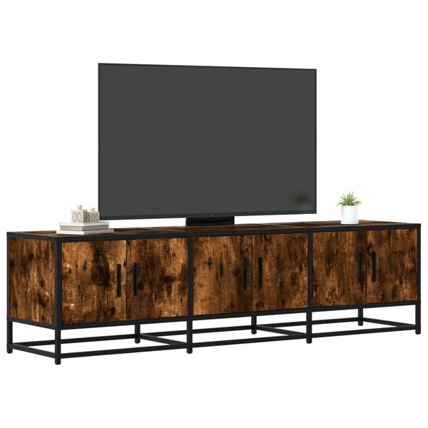 vidaXL TV skrinka dymový dub 150x35x41 cm kompozitné drevo a kov
