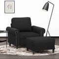 vidaXL Kreslo s podnožkou čierne 60 cm zamat