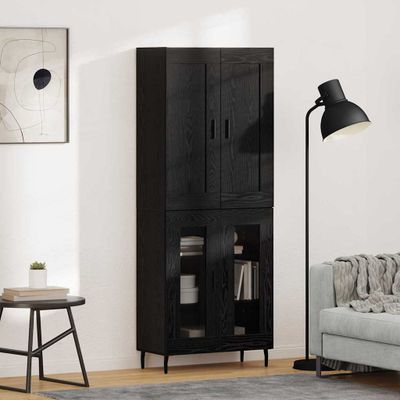 vidaXL Highboard 2 pcs Čierny dub Kompozitné drevo