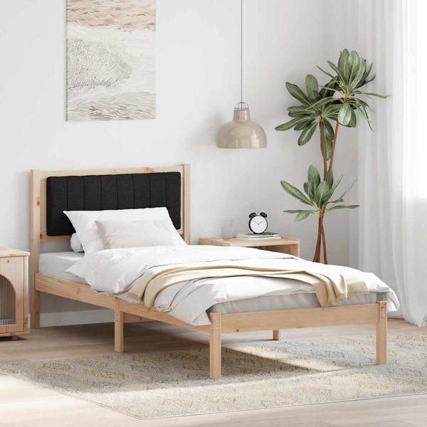 vidaXL Rám postele s čalúneným čelom Čierna 90 x 200 cm