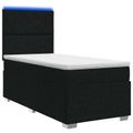vidaXL LED boxspring posteľ s matracom Čierna 100 x 200 cm Látka