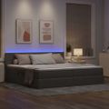 vidaXL LED úložná posteľ s matracom Sivohnedá 200 x 200 cm Látka