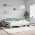 vidaXL Rozkladacia denná posteľ s matracmi bledosivá 90x190 cm zamat