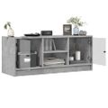 vidaXL TV skrinka so sklenenými dvierkami betónovo sivá 102x37x42 cm