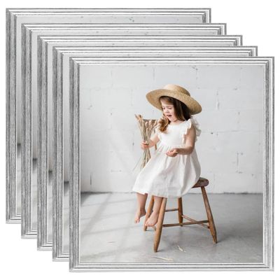 vidaXL Fotorámiky na stenu, koláž 5 ks, strieborné 40x40 cm, MDF