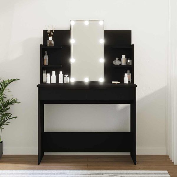 vidaXL Toaletný stolík s LED čierny 96x40x142 cm