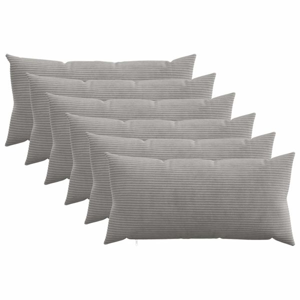 vidaXL Poťah na podložku 6 pcs HEERLEN Svetlosivá 40 x 80 cm manšestr