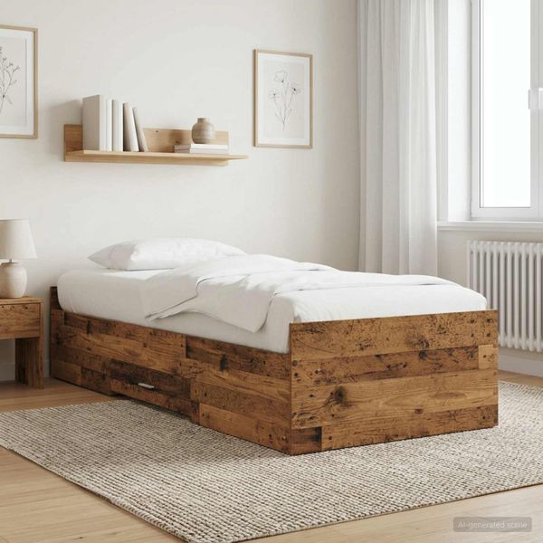 vidaXL Rám postele so skladom Staré drevo 80 x 200 cm Kompozitné drevo