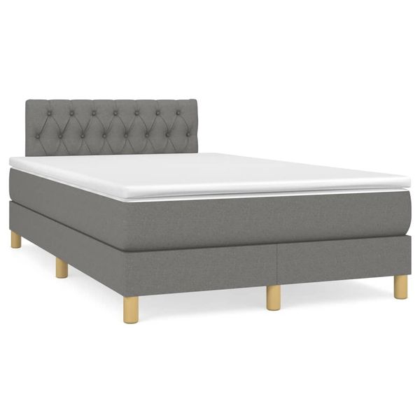 vidaXL Boxspring posteľ s matracom a LED, tmavosivá 120x190 cm, látka