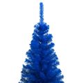 vidaXL Osvetlený umelý vianočný stromček s guľami, modrý 180 cm, PVC