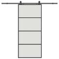 vidaXL Posuvné dvere s kovaním čierne 90x205 cm ESG sklo