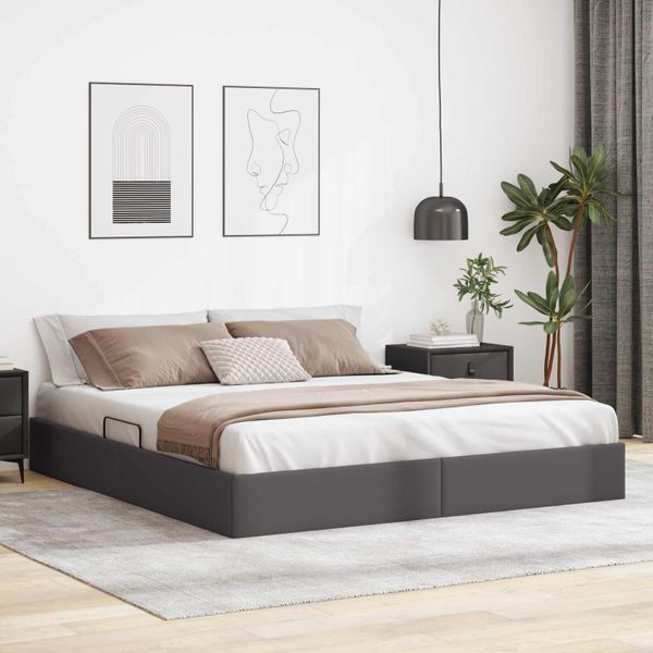 vidaXL Otomanový posteľný rám Biely 160 x 200 cm Umelá koža