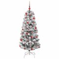 vidaXL Umelý Sklápací Vianočný Stromček 150 LED Zelená a biela 150 cm