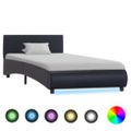 vidaXL Posteľný rám s LED, čierny, umelá koža 100x200 cm