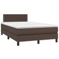 vidaXL Boxspring posteľ s matracom a LED hnedá 120x200 cm umelá koža