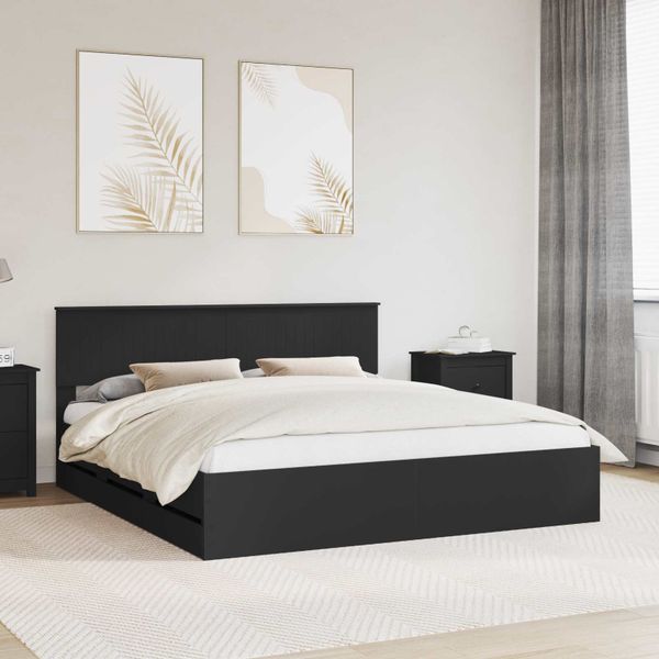 vidaXL Rám postele so zásuvkou Čierna 180 x 200 cm Inžinierske drevo