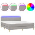 vidaXL Posteľ boxsping s matracom a LED bledosivá 160x200 cm látka