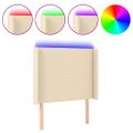 vidaXL Čelo postele s LED krémové 103x16x118/128 cm látka