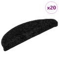 vidaXL Schodové rohože 20 ks 56x17x3 cm čierne polkruhové