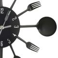 vidaXL Nástenné hodiny s lyžičkami a vidličkami čierne 40cm hliník