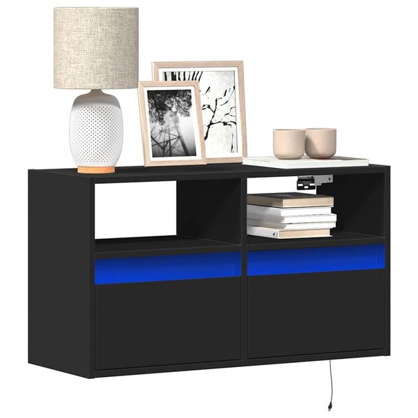 vidaXL TV nástenná skrinka s LED svetlami čierna 80x31x45 cm
