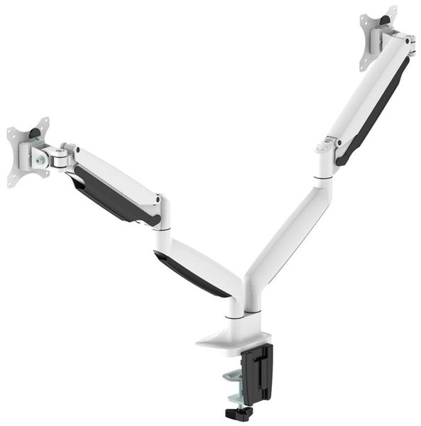 Neomounts Select  NM-D750DWHITE / Flat Screen Desk mount (10-32") desk clamp/grommet / White Držák, VESA, stolní, pro 2 ploché monitory, úhloprícka 10"-32", náklon 180°, otácení 180°, rotace 180°, nosnost 18kg, bílý
