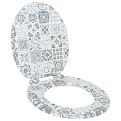 vidaXL Sedenie na toaletu s tichým zatváraním Modro-biely porcelán