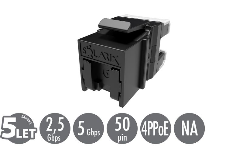 Rýchlozarezávacie keystone Solarix CAT6 UTP SXKJ-6-UTP-BK-NA Component Level a 4PPoE certifikácia