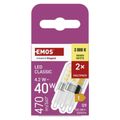 LED žiarovka Classic JC / G9 / 4,2 W (40 W) / 470 lm / teplá biela/ 2 ks