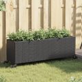 vidaXL Kvetináč s kolieskami 3 nádoby čierny 107x32x38 cm polyratan