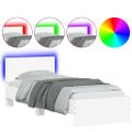 vidaXL Posteľný rám s čelom a LED svetlami biely 75x190 cm