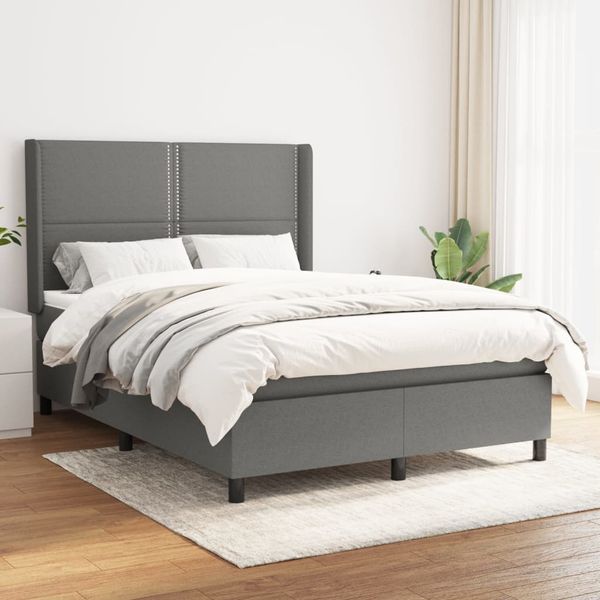 vidaXL Boxspring posteľ s matracom tmavosivá 140x200 cm látka