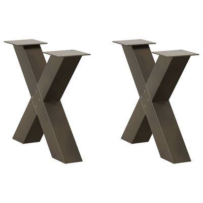vidaXL Nohy konferenčného stolíka v tvare X, 2 ks, prírodná oceľ, 60 x (42-43) cm, oceľ