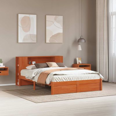 vidaXL Posteľový rám s úložným čelom Včelí hnedý 140 x 190 cm