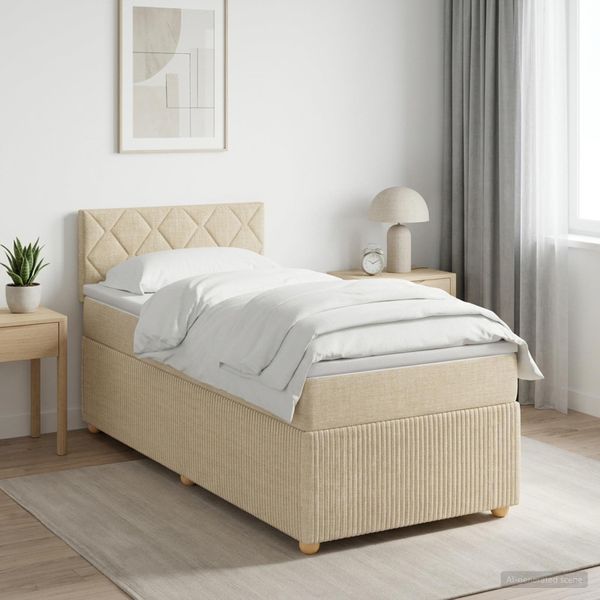 vidaXL Posteľ boxspring s matracom Krémová 80 x 200 cm Látka