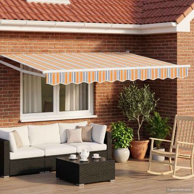 vidaXL Ručná vysúvacia markíza s LED Modrá, Oranžová, Biela 3,5 x 2 m