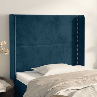 vidaXL Čelo postele so záhybmi tmavomodrá 103x16x118/128 cm zamat