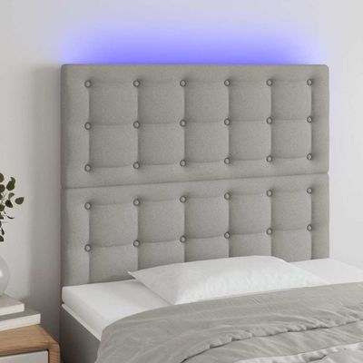 vidaXL Čelo postele s LED bledosivé 100x7x118/128 cm látka