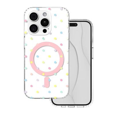 Bubble Dots Mag puzdro pre iPhone 15 Pro 6,1" biela