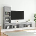 vidaXL 4-dielne TV nástenné skrinky s LED betónovo sivé kompozit.drevo