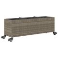 vidaXL Kvetináč s kolieskami 3 nádoby sivý 107x32x38 cm polyratan