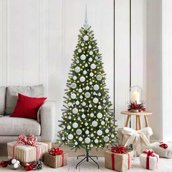 vidaXL Súprava vianočných ozdôb s 300 LED-i 120 pcs Biela Plast